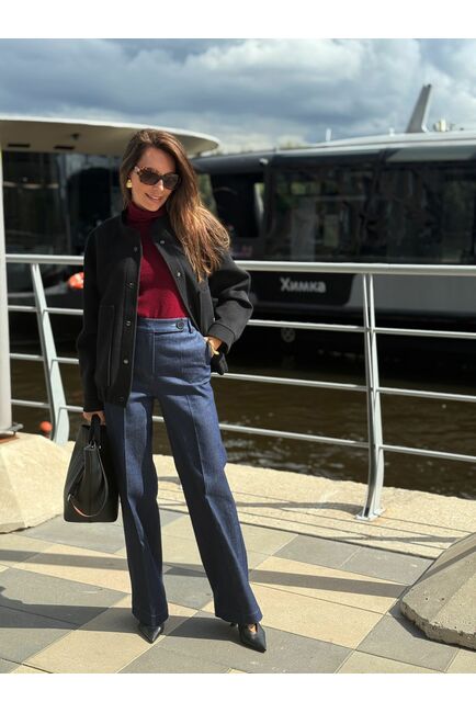 Бомбер из мериноса цвет: Черный-A102 от Doroteya 