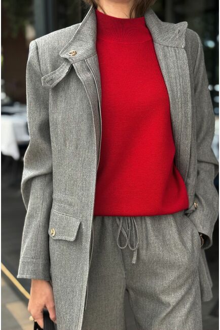 Топ из шерсти мериноса тонкой вязки и шелка Mulberry красный от byME 