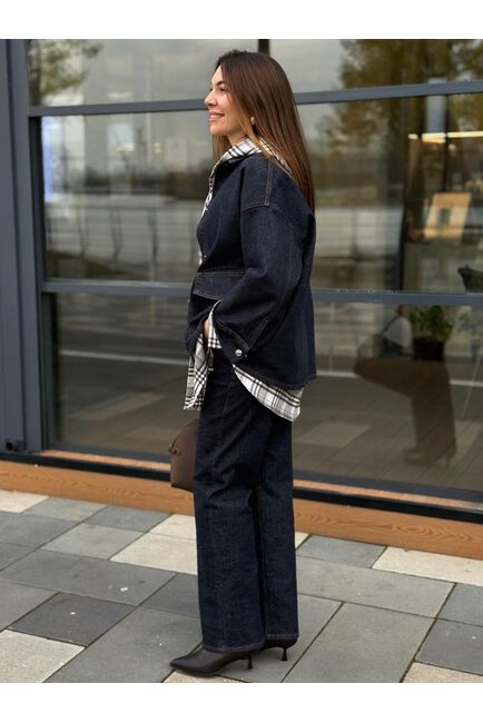 Женская рубашка  из хлопка в клетку с капюшоном 105016 от LW 