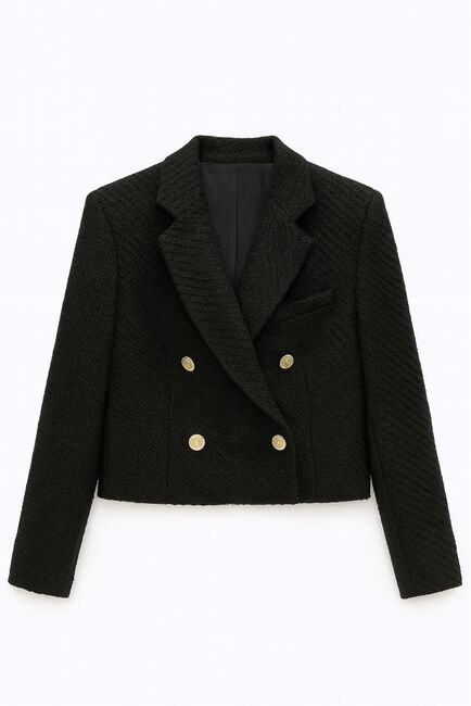 Жакет черный с добавлением шерсти  LW-125042 от Luisa Wang 