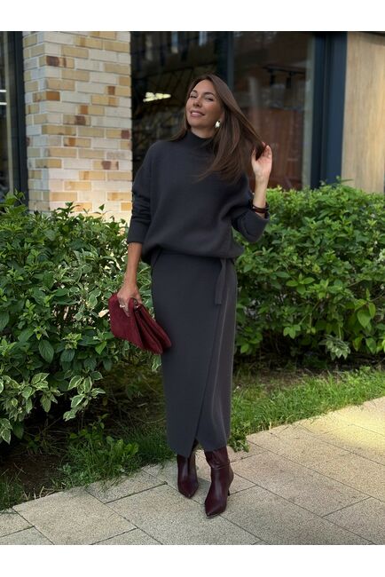 Юбка из шерсти с ангорой темно-серая от byME 