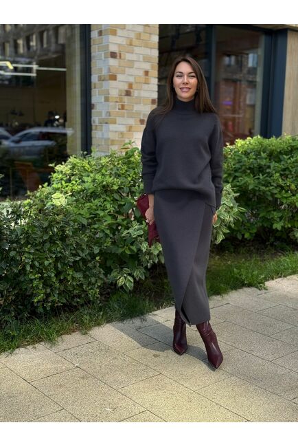 Юбка из шерсти с ангорой темно-серая от byME 