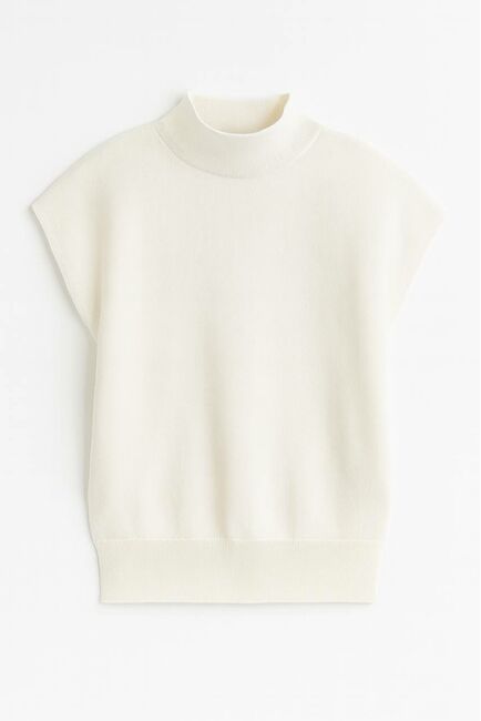 Топ из шерсти мериноса тонкой вязки и шелка Mulberry белый от byME 