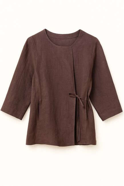 Рубашка  коричневая из льна-125028 от LW 