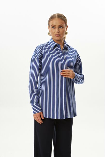 Женская рубашка  в синюю полоску-9034 от byME 