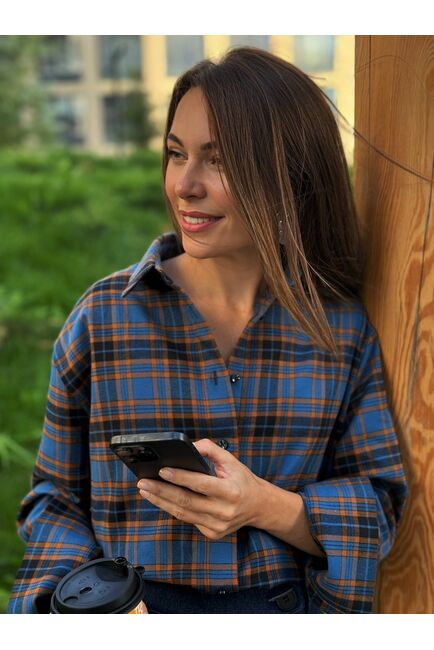 Женская рубашка фланелевая из хлопка-9031 от byME 