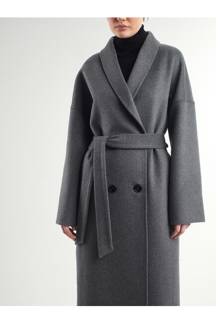 Пальто из шерсти мериноса серое A093 от Doroteya 