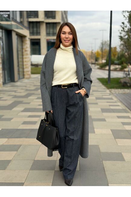 Пальто из шерсти мериноса серое A093 от Doroteya 