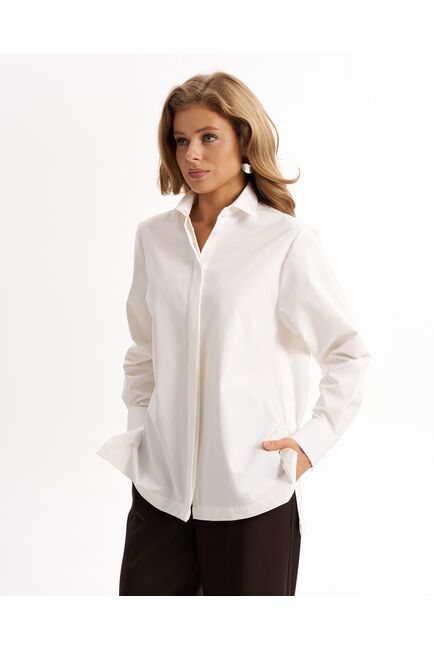 Рубашка  молочная из смесового состава с пуговицами по бокам  -9027 от byME 