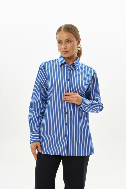 Женская рубашка в синюю полоску-9045 от byME 