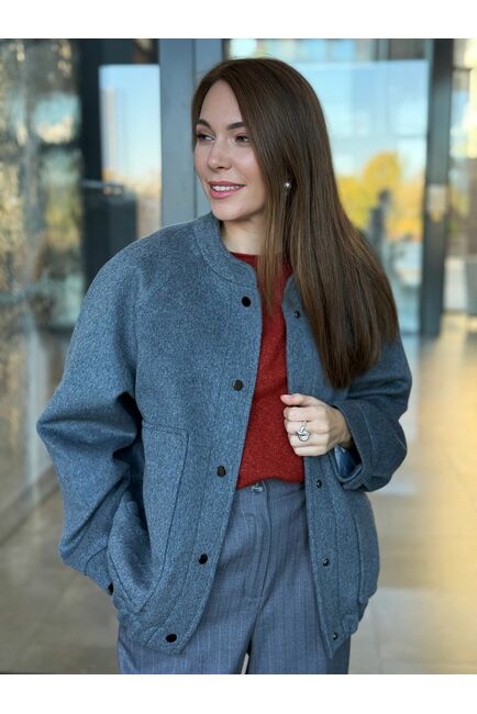 Бомбер из шерсти  цвет серый  - A102 Ворс*** от Doroteya 