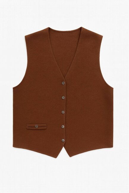 Жилет женский из шерсти мериноса тонкой вязки коричневый от byME 