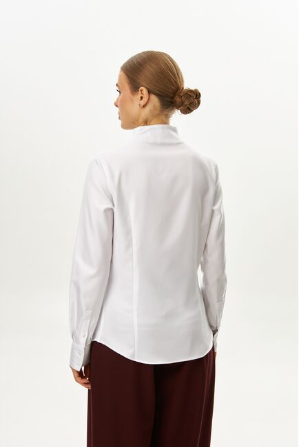 Рубашка белая воротник стойка под пуговицы с отделкой - 9059 от byME 