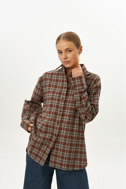 Женская рубашка в клетку фланелевая 9069 от byME 