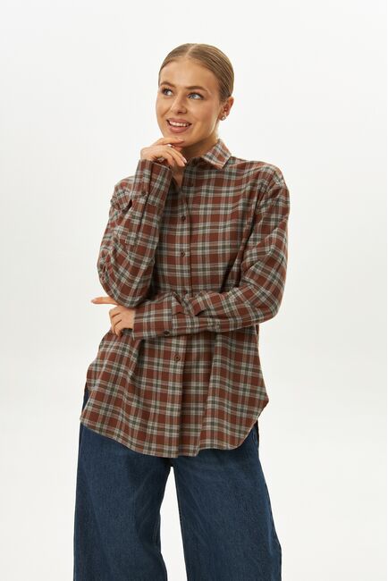 Женская рубашка в клетку фланелевая 9069 от byME 