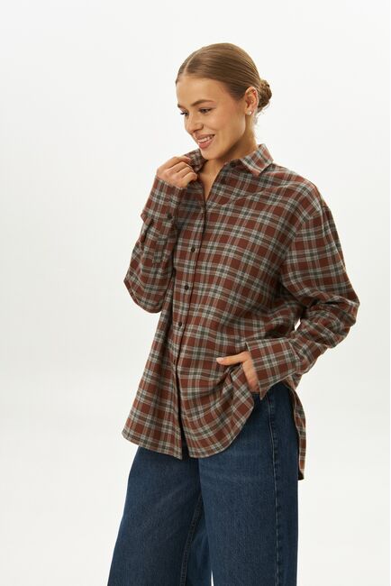 Женская рубашка в клетку фланелевая 9069 от byME 