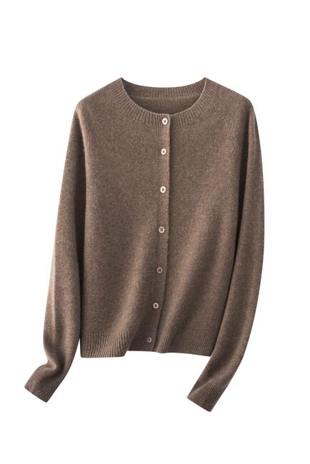 Кардиган коричневый из шерсти мериноса и кашемира-NZ9918-brown от byME 