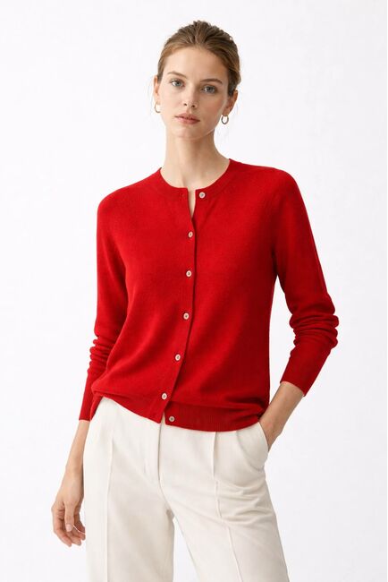 Кардиган красный из шерсти мериноса и кашемира-NZ9918-red от byME 