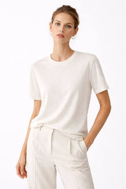 Футболка белая из хлопка и льна MS02-white от byME 