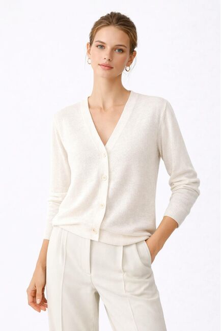 Кардиган белый из вискозы и льна-ZM01-white от byME 