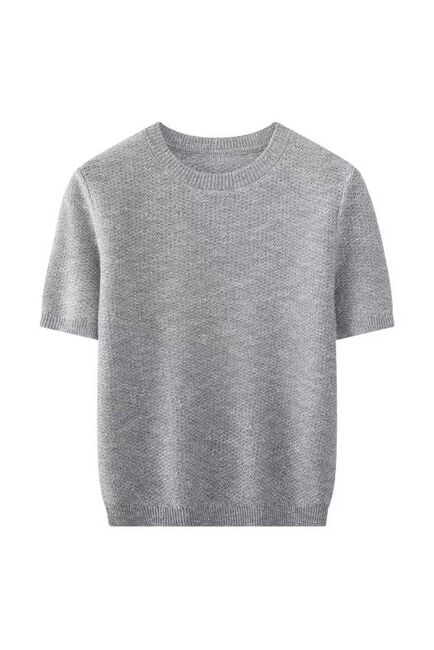 Джемпер серый с коротким рукавом из вискозы-ZJ965-gray от ByME 