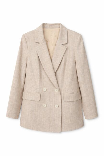 Жакет двубортный бежевый из льна и вискозы J1-LN-2119 от byME 