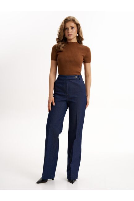 Женские брюки синие из ткани деним TR1-1003 от byME 