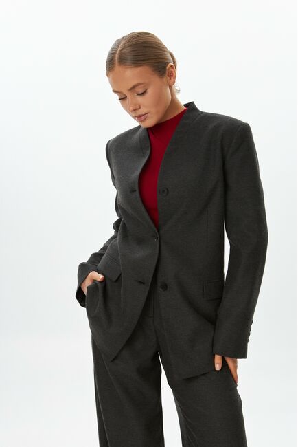 Жакет графит с добавлением шерсти J1-1006 от byME 