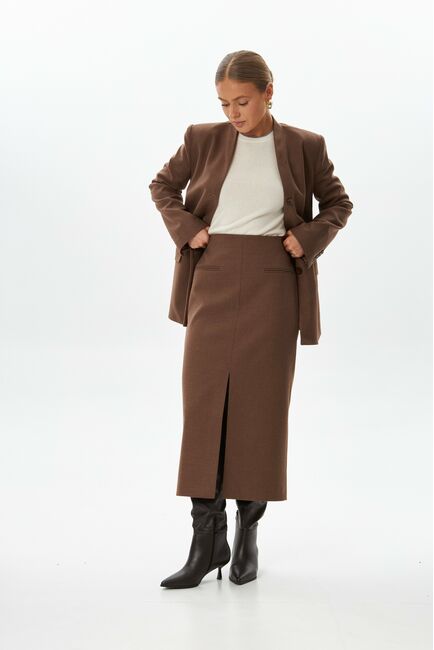 Юбка с разрезом спереди капучино с добавлением шерсти SK4-1005 от byME 