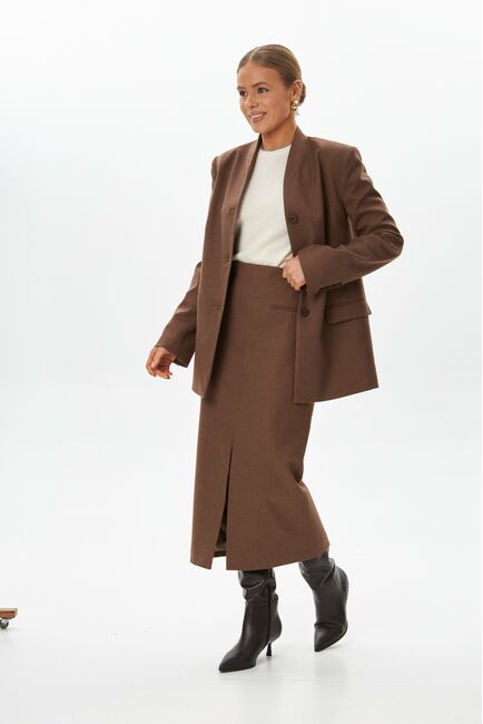 Юбка с разрезом спереди капучино с добавлением шерсти SK4-1005 от byME 