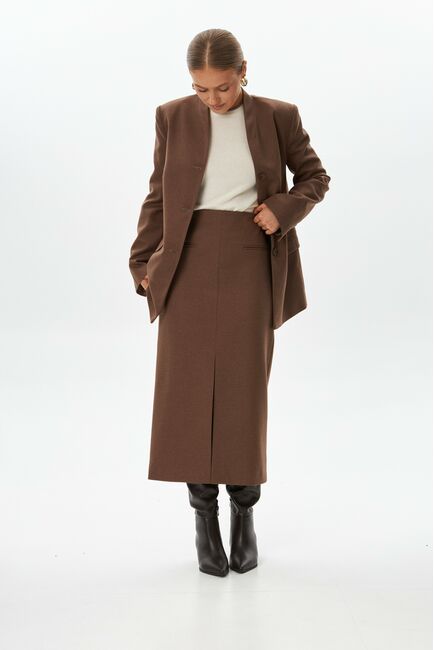 Юбка с разрезом спереди капучино с добавлением шерсти SK4-1005 от byME 