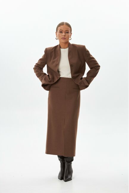 Юбка с разрезом спереди капучино с добавлением шерсти SK4-1005 от byME 