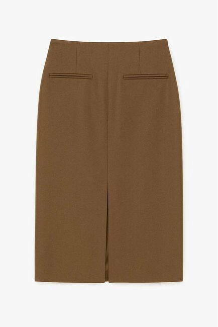 Юбка с разрезом спереди капучино с добавлением шерсти SK4-1005 от byME 