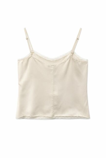 Топ молочный из района и вискозы  на тонких бретелях с кружевом - K26MS5219 от  