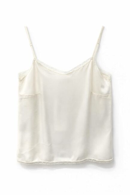 Топ молочный из района и вискозы  на тонких бретелях с кружевом - K26MS5219 от  