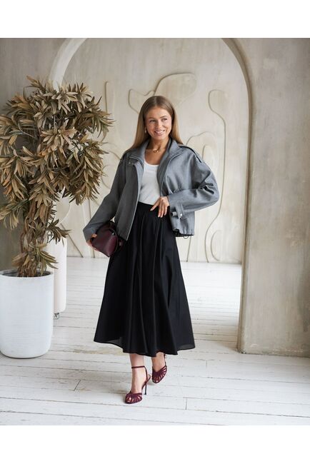 Юбка чёрная из хлопка Y265806 от  