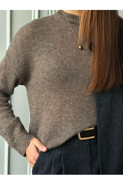 Джемпер из кашемира и шёлка цвета кофе с молоком - 8299-coffee от byME 