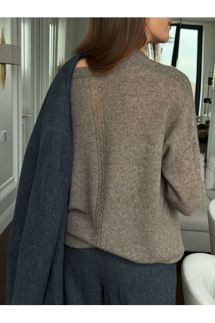 Джемпер из кашемира и шёлка цвета кофе с молоком - 8299-coffee от byME 