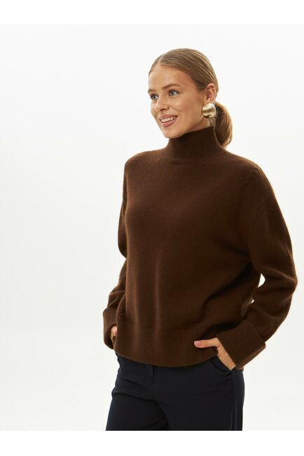 Свитер из шерсти с ангорой коричневый от byME 