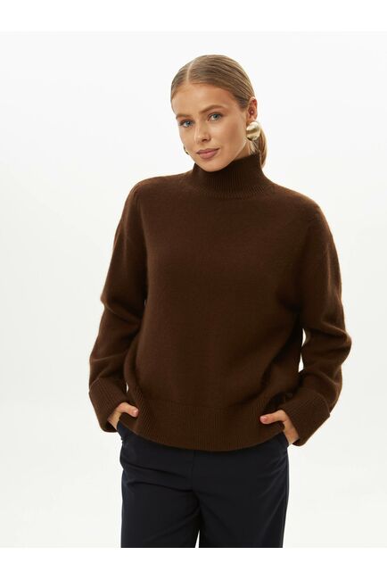 Свитер из шерсти с ангорой коричневый от byME 