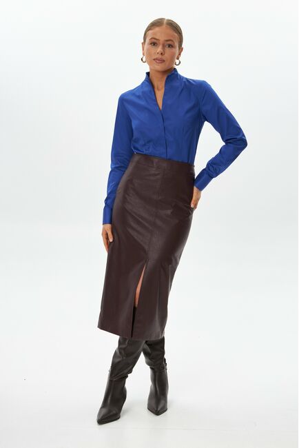 Рубашка из хлопка синяя под запонку воротник стойка  -9047 от byME 