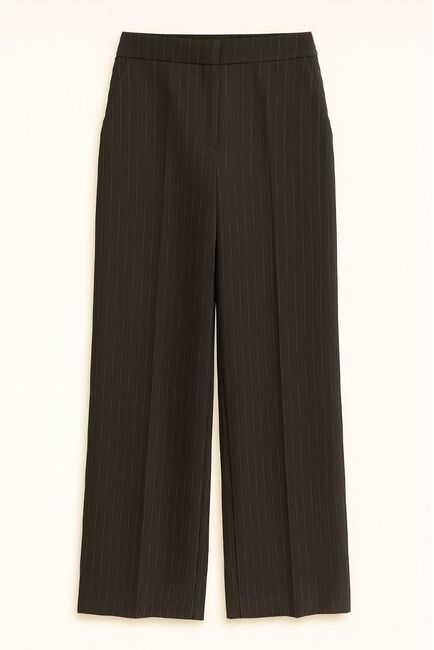 Брюки черные в тонкую полоску с шерстью-LWWN-135068 от  