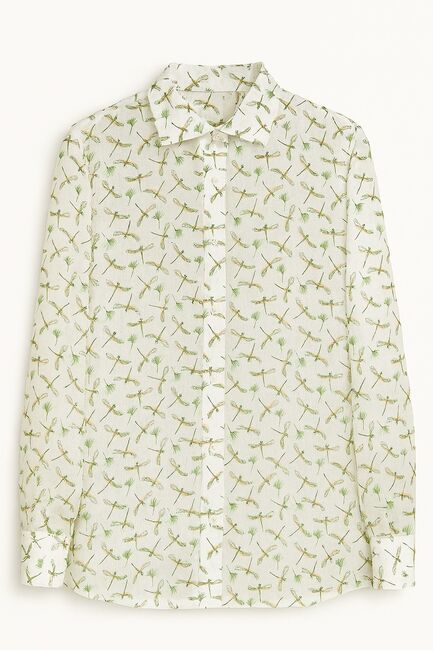 Женская рубашка с универсальным манжетом из крапивы принт стрекозы-9020 от byME 