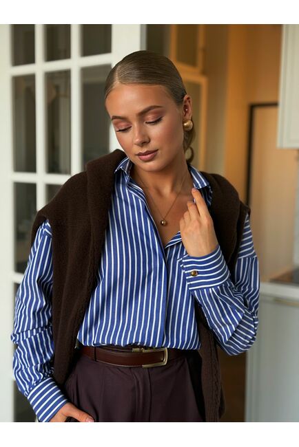 Женская рубашка  в синюю полоску-9034 от byME 