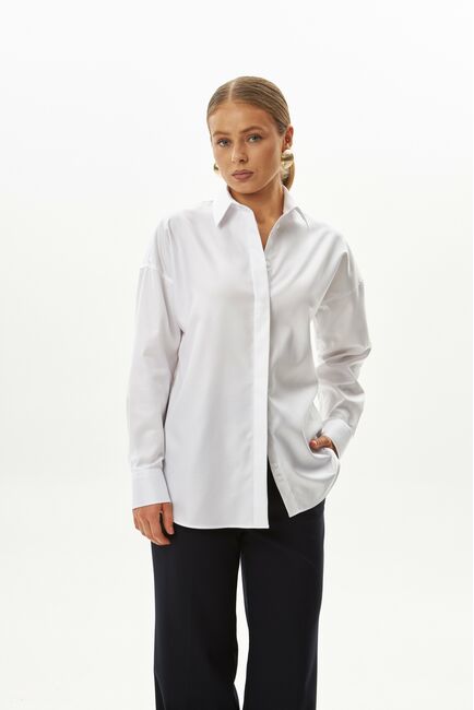 Женская рубашка белая оверсайз из хлопка 9035 от byME 