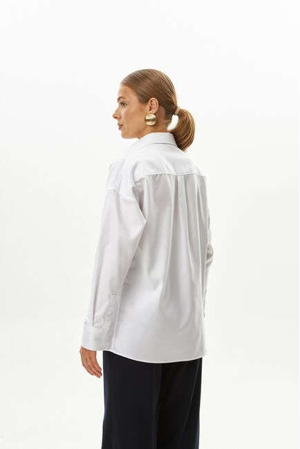 Женская рубашка белая оверсайз из хлопка 9035 от byME 