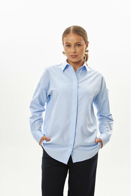 Женская рубашка из бамбука голубая-9033 от byME 