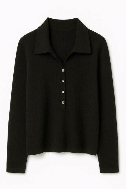 Джемпер с воротником-поло из кашемира чёрный -01B10020 от byME 