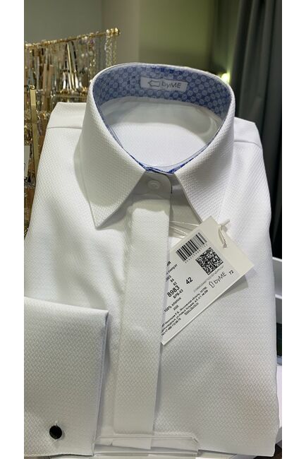 Женская рубашка из хлопка белая с отделкой орнамент под запонки 8983 от byME 