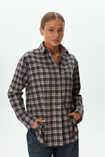 Женская рубашка фланелевая из хлопка в клетку -9051 от byME 